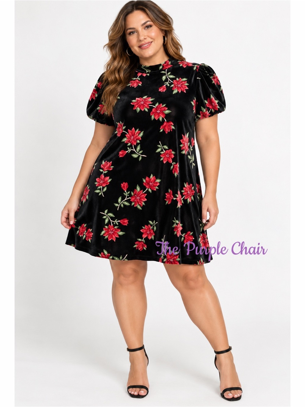 DRAPER JAMES RSVP Short Sleeve Printed Velvet Dress XXL